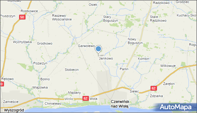 mapa Janikowo, Janikowo gmina Czerwińsk nad Wisłą na mapie Targeo